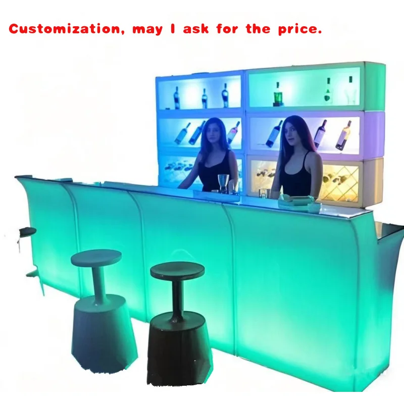 custom.Modern Design Portable Plastic LED Bar Counter Illuminated Nightclub Furniture Hotel and Party Events