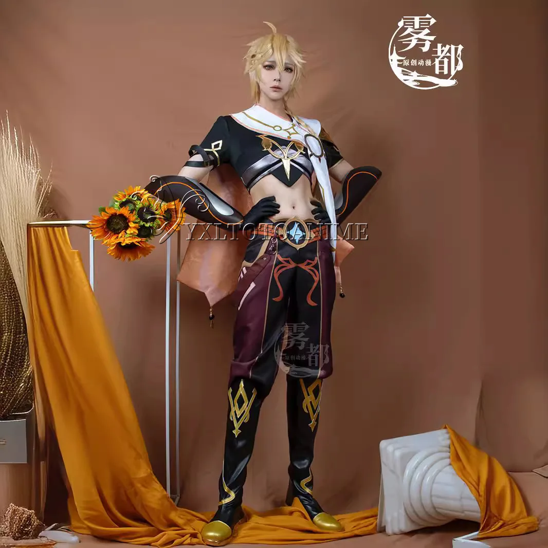 Genshin impact Traveler Aether Cosplay Costume Sora Kong Cosplay Halloween Party Outfit Clothes Wig Shoes Full Set Clothes