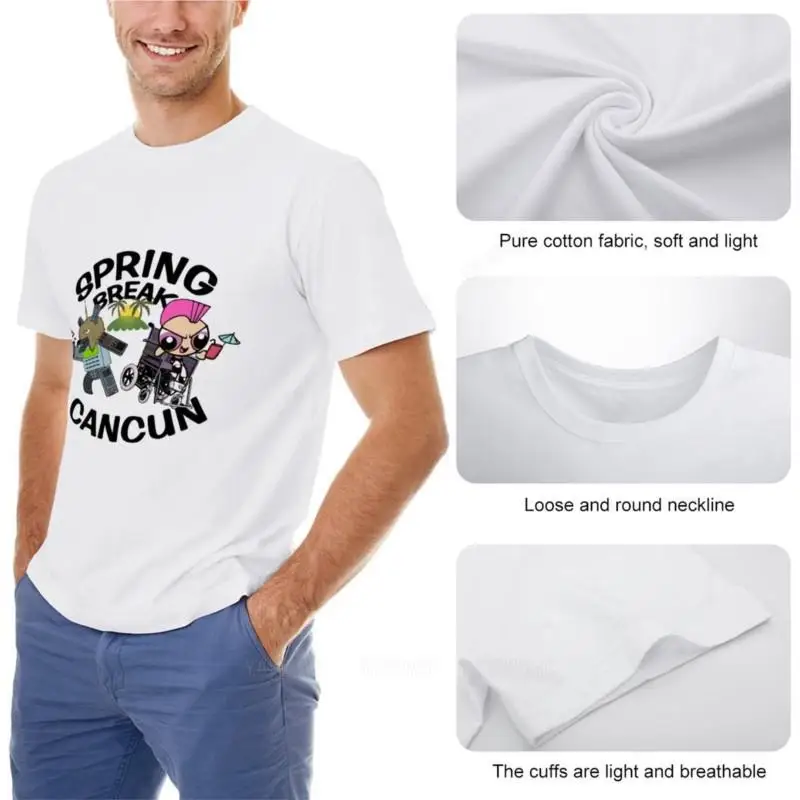 Spring Break Cancun kaus 2.0 kaus polos baju lucu pria pakaian pria musim panas hitam teeshirt