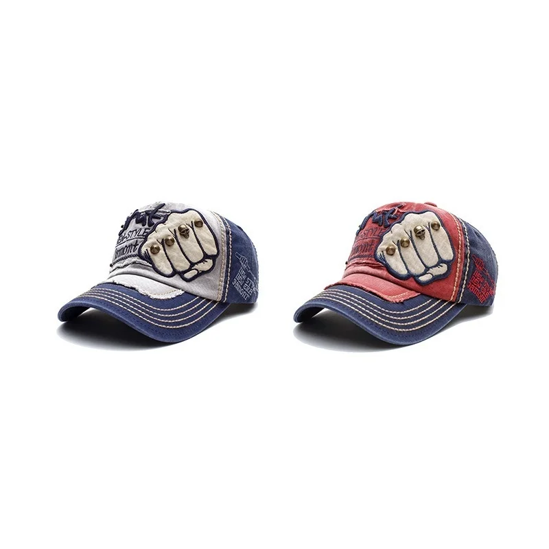 High Quality Fist Rivet Element Embroidery Cotton Adjustable Baseball Cap Hip Hop Hat Trucker Caps Dad Hats