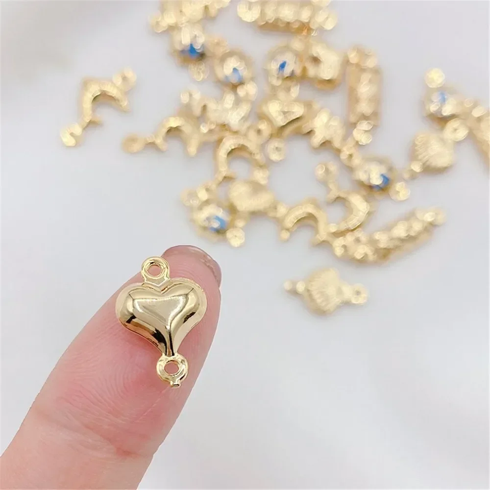 14K Goudkleurige Holle Vlokken Liefde Dolfijn Hanger Kleine Hanger DIY Armband Ketting Afwerking Materiaal Accessoires L414