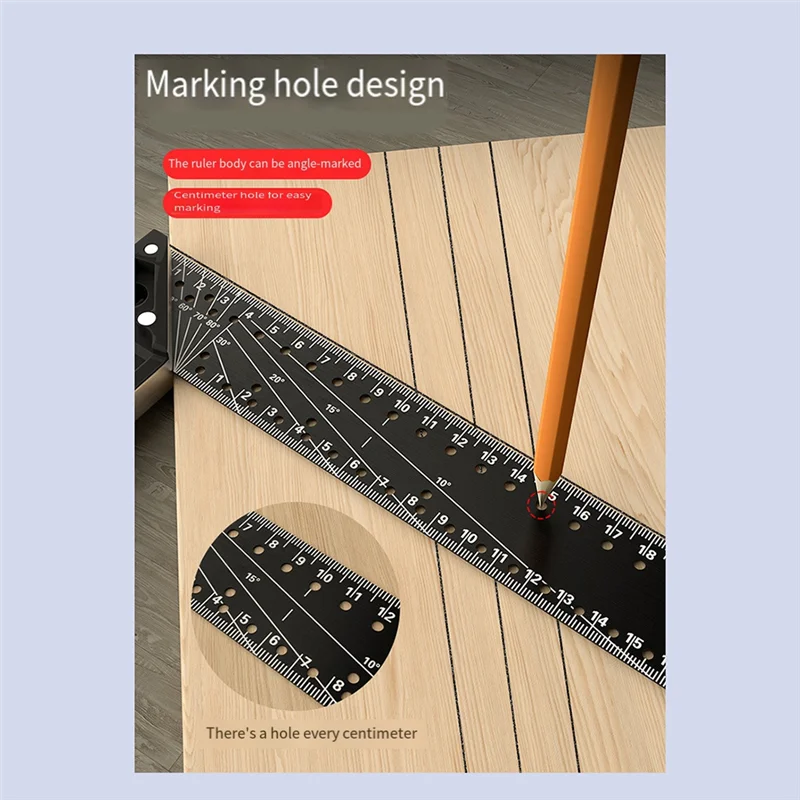 AB45 متعددة الوظائف الزاوية اليمنى حاكم 45/90 درجة ثقب زاوية حاكم تحديد المواقع بمناسبة زاوية حاكم أداة نجارة #5