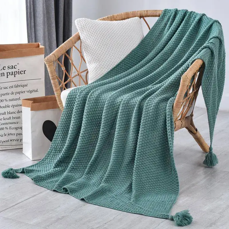 Thick Knitted Sofa Blanket Winter Office Nap Airplane Aviation Small Blanket Warm Cover Blanket Casual Blanket Bedding