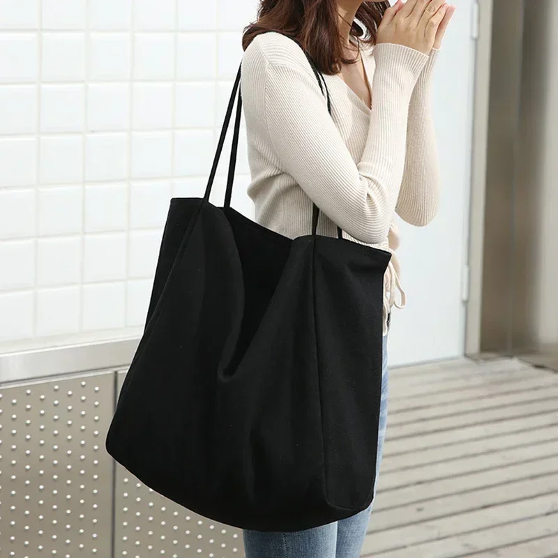 SPN13 Women Big Canvas Shopping Bag Reusable Soild Extra Large Tote Grocery Handbag Eco Shopper Shoulder Bags