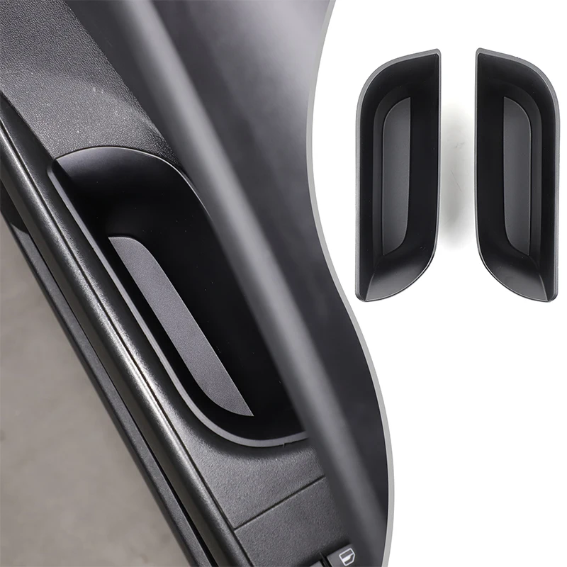 

ABS Black For Seat Leon 2008-2012 Car front door inner handle storage box mobile phone tray car interior accessories 2Pcs