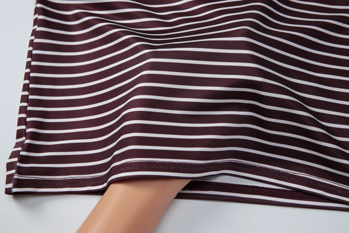 Hugcitar Fashion gestreiftes 2-teiliges Set, langärmliges, sexy Crop-T-Shirt-Oberteil und Shorts, Herbst-Damenkleidung, Streetwear, Party, Club – Detail 9