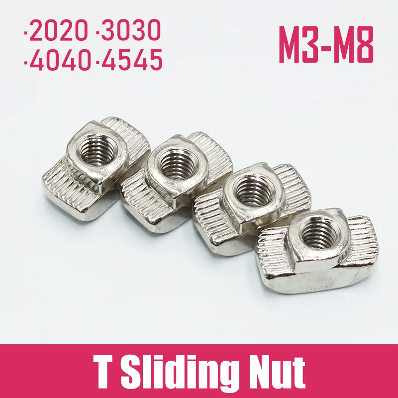 

50p/Lot Aluminium Extrusion Profile T Nut M3 M4 M5 M6 M8 2020/3030/4040 Series Hammer Head Slot T-Nuts Connector for T-slot