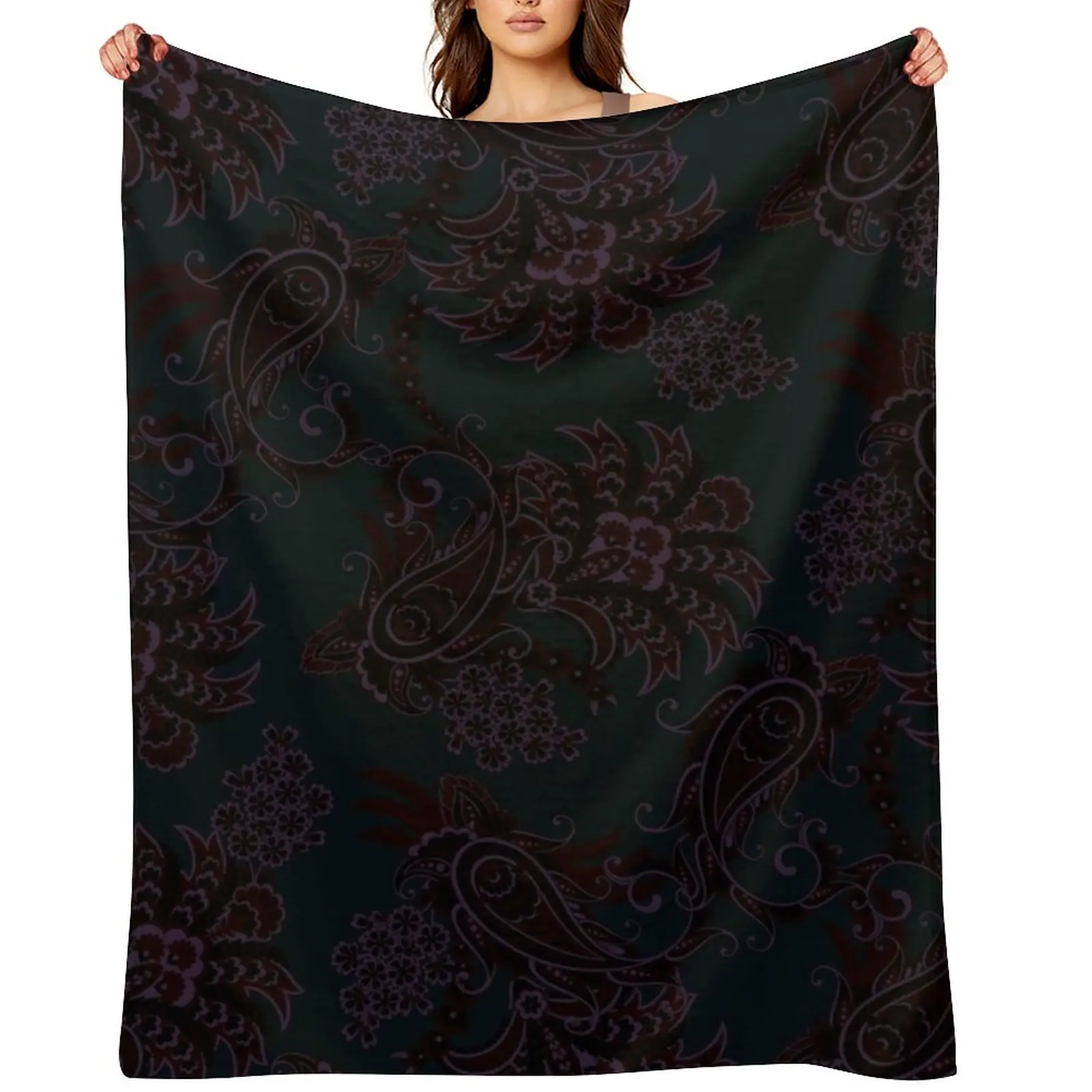 

Paisley Print Meadows Dark Green Paisley Colors Throw Blanket Designers anime Sleeping Bag for sofa Blankets