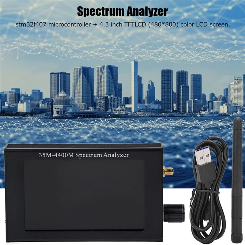 4.3 Inch LCD Screen Spectrum Analyzer 35M-4400M Handheld Simple Spectrum Analyzer Measurement of Lnterphone Signal Black