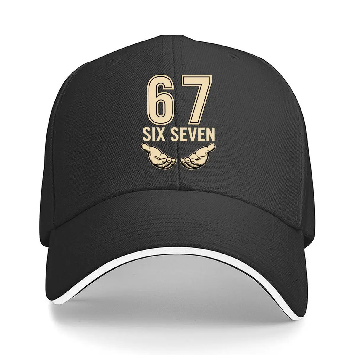 67 Six Seven Open Hands Graphic Sandwich Baseball Cap