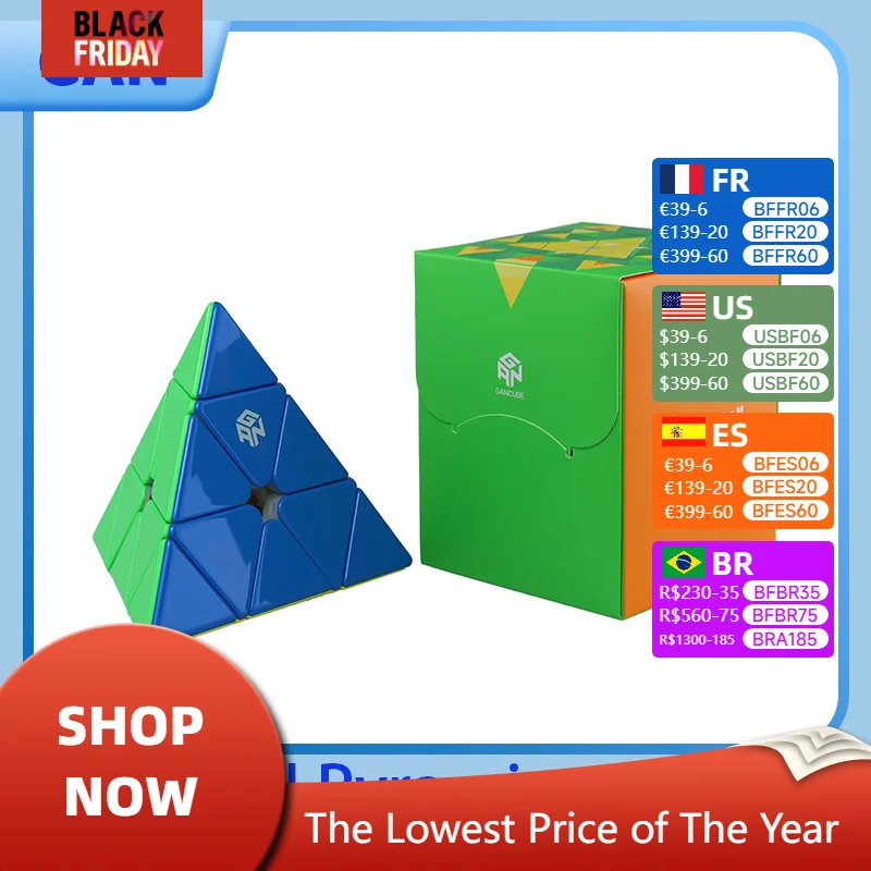 GAN Pyraminx Enhanced UV Magnetic Magic Speed Cube GAN Pyramid 3X3 Professional Fidget Toys Cubo Magico Puzzle