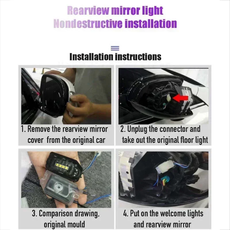 Car rearview mirror projection carpet lamp Welcome light For Mercedes-Benz A B C E S Class W204 W176 W212 W246 CLA C117 GLA X156