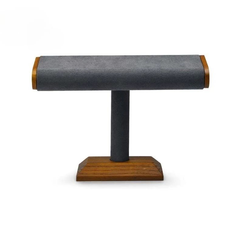 

Имитация ореха, бежевый бархат, плоская трубка, уплотнительная пробка, Т-образная рамка, подставка для часов, черная бархатная бежевая оленькая кожа, дисплей для браслета