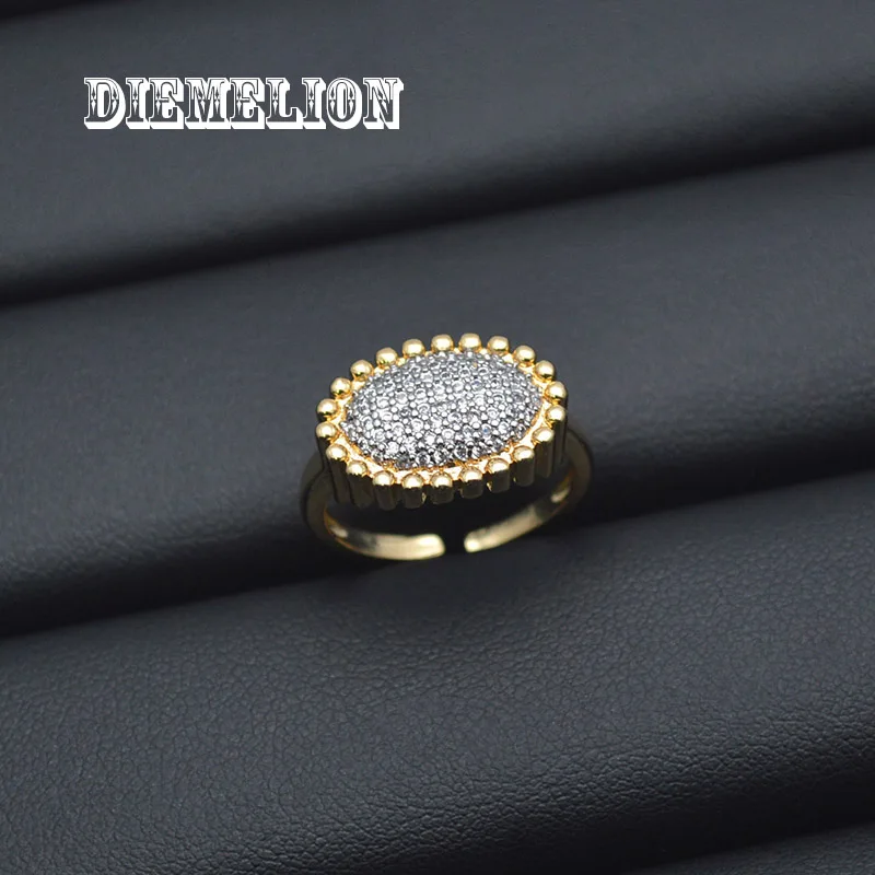 الفاخرة AAA مكعب زركونيا تمهيد الإعداد البيضاوي الشكل المفتوحة خواتم للنساء نغمتين تصميم بسيط أنيق مجوهرات نسائية #5