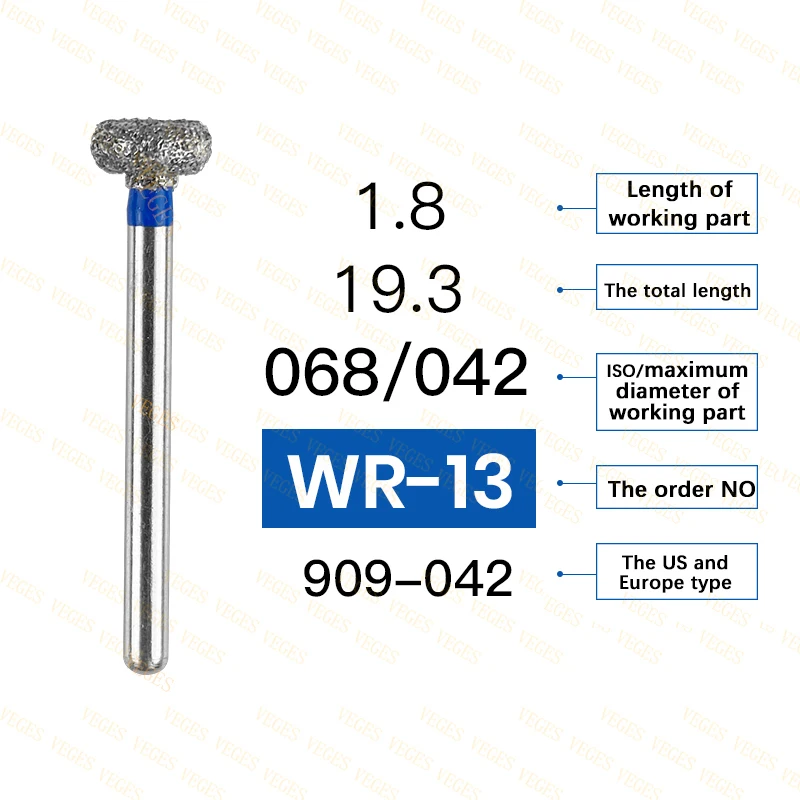 10pcs Dental FG Diamond Burs Dental High Speed Handpiece Burs Dental Diamond Burs 1.6mm shank Diameter