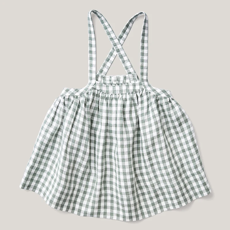 Retro Girls Sleeveless Pinafore Dress Summer New Children\'s Plaid Casual Loose  Adjustable Straps A-Line Dresses TZ107