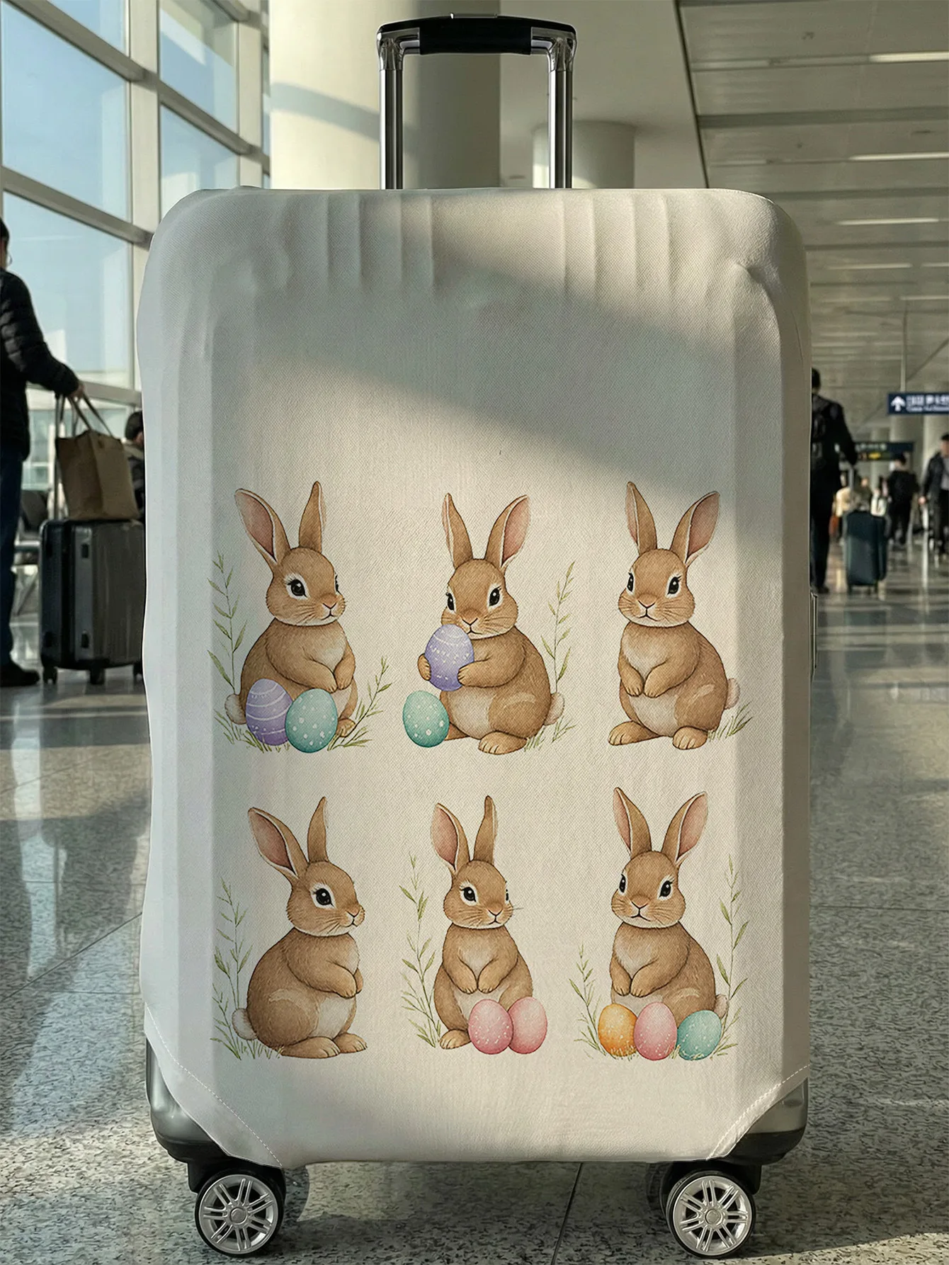 

White Base Easter Multiple Bunny Egg Luggage Cover, Suitable for 18-32 Inch Luggage Cover, Luggage Handle Glove, Travel Accessor