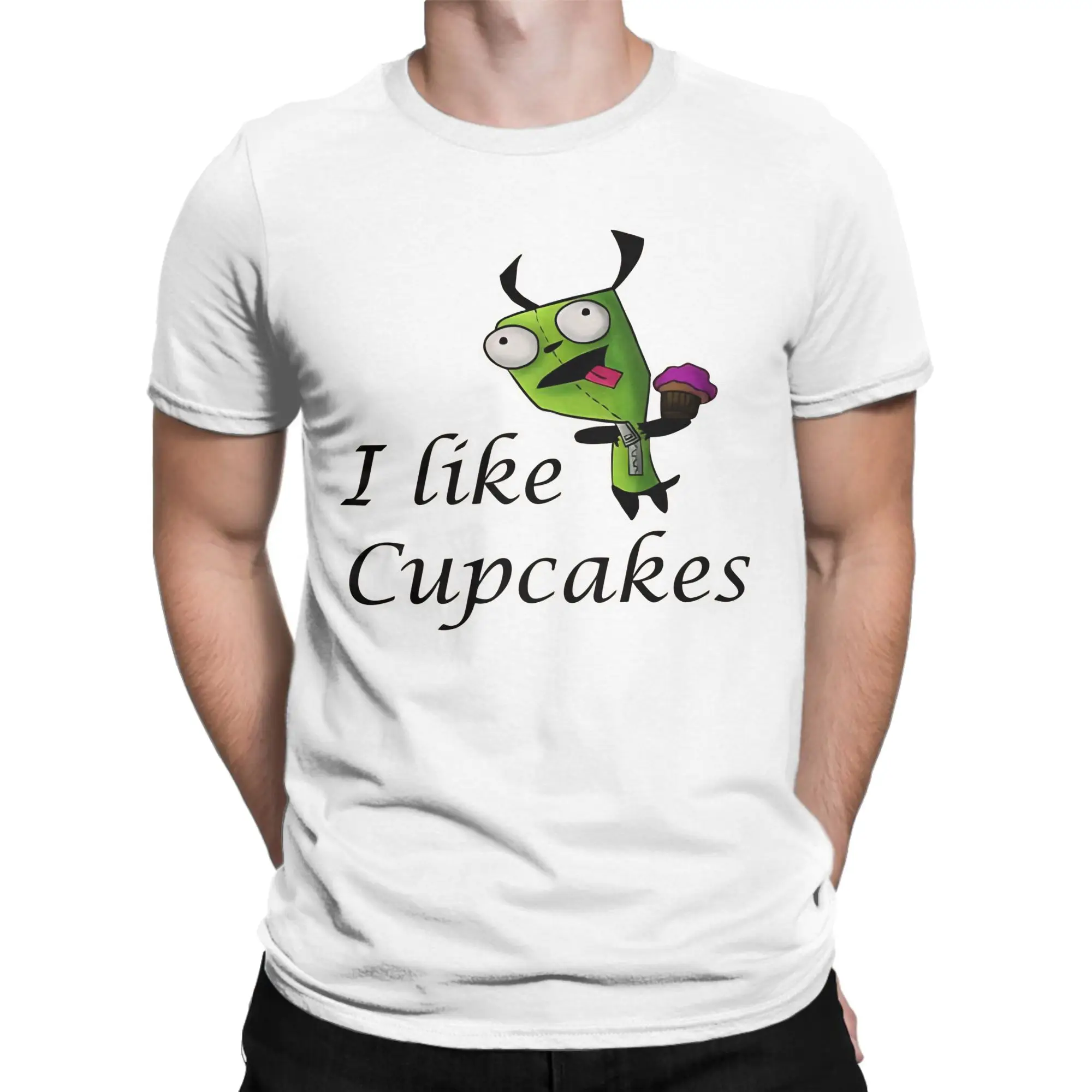 Casual Gir Likes Cupcakes! T-Shirts Men Crewneck Pure Cotton T Shirt Invaders Zims Short Sleeve Tees 4XL 5XL 6XL Tops