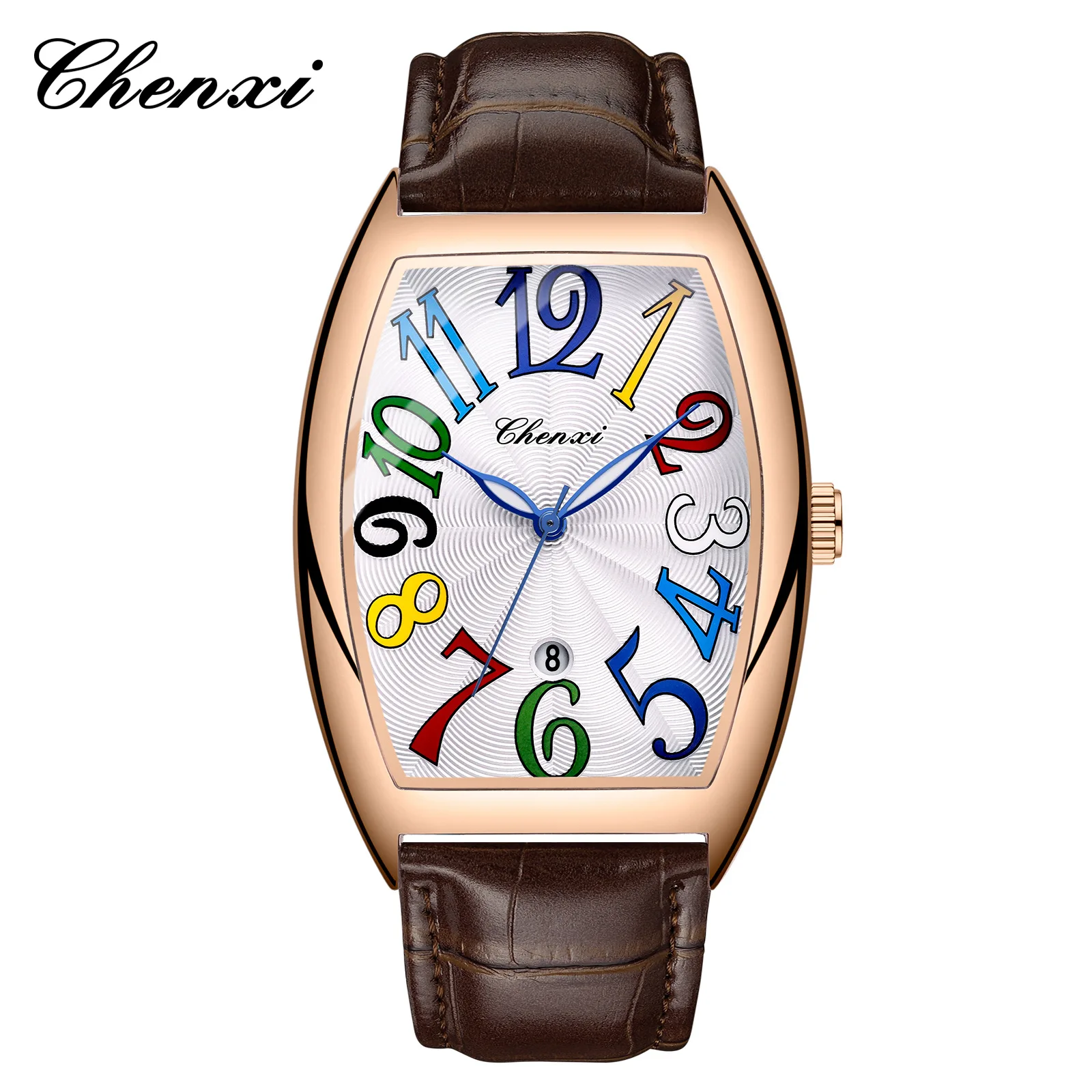 

Chenxi 8217 мужские кожаные часы 2025 мужские роскошные брендовые кварцевые часы Tonneau повседневные наручные часы мужские часы Relogio Masculino