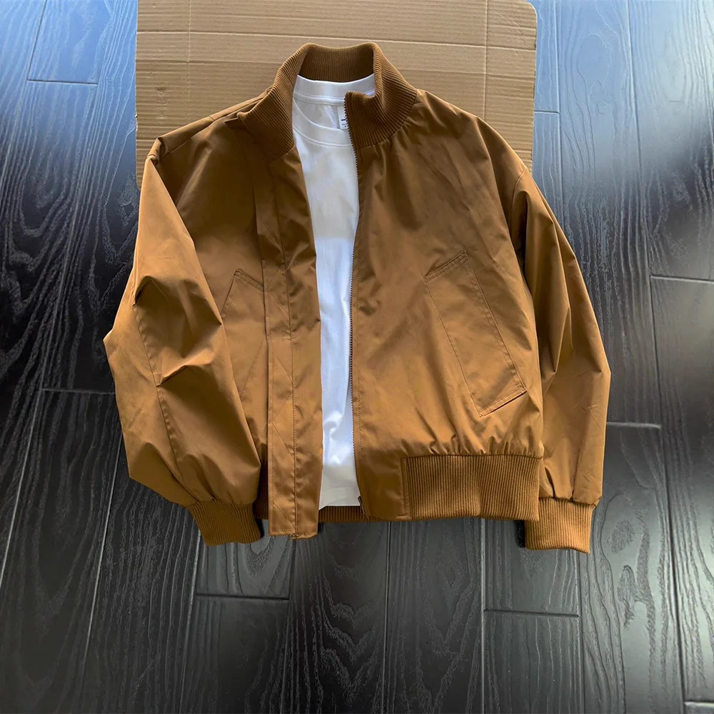 

Мужская куртка-бомбер в американском стиле, укороченная, для уличной моды, бейсбольная, весенне-осенняя, Cleanfit, верхняя одежда