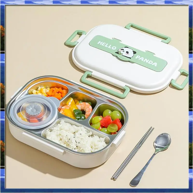 

LJL Stainless Steel Insulated Lunch Box Microwave Safe Insulated Lunch Box With Cutlery Set Panda Style