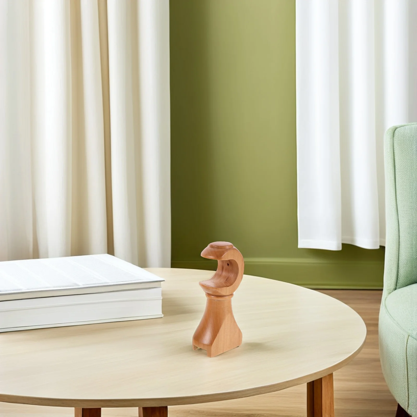 

2Pcs Natural Wood Curtain Rod Brackets Roman Drapery Pole Holders Wall Ceiling Mount for Living Room Bedroom Curtain Rod Bracket