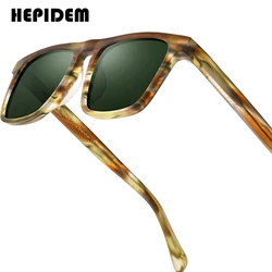 HEPIDEM Acetate Polarized Sunglasses Men Vintage Square Trendy Famous Luxury Brand Designer Transparent Sun Glasses y2k 9283