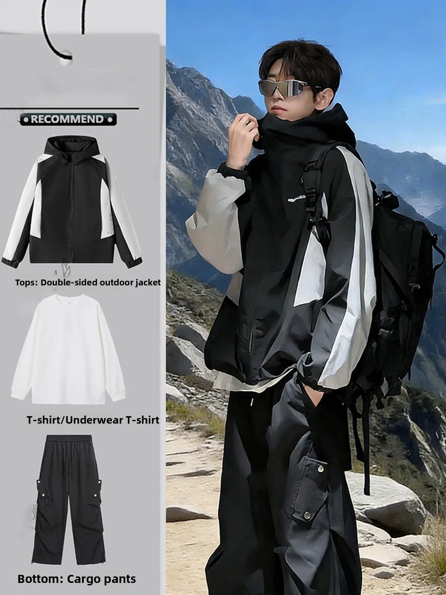 

Американский водонепроницаемый комплект для активного отдыха: мужская куртка и двусторонние рабочие брюки, тонкие, для весеннего сезона