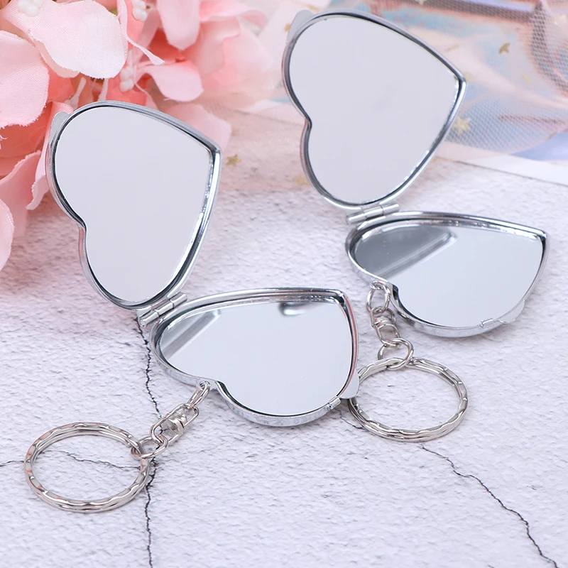 L451 Draagbare Tweezijdige Opvouwbare Make-Up Spiegel Mini Make-Up Compacte Sleutelhanger Zakspiegel Vrouwen Cosmetische Spiegels Sleutelhanger