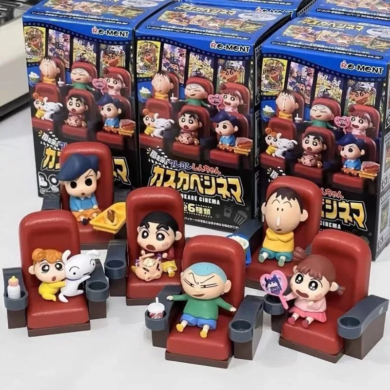 RE-MENT Crayon Shin-chan Kasukabe Cinema Theatre Blind Box Toys Miniature Scene Anime Figure Doll Toys Collect Ornaments