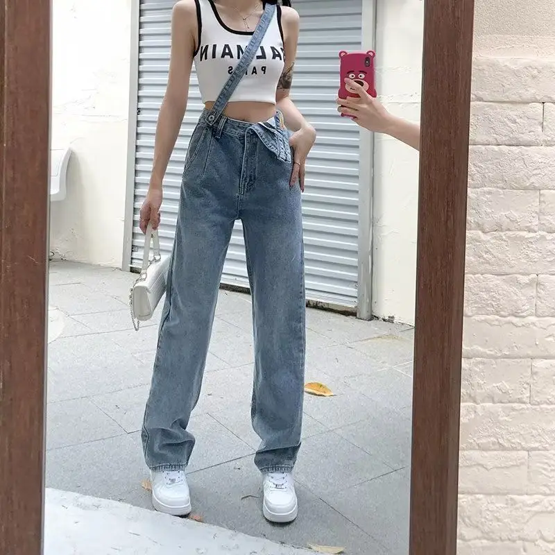 Denim Jumpsuits Woman Performance Nightclub Stage Scrunch Raises White Attractive Cross Ruched Clubwear Activeon Beach