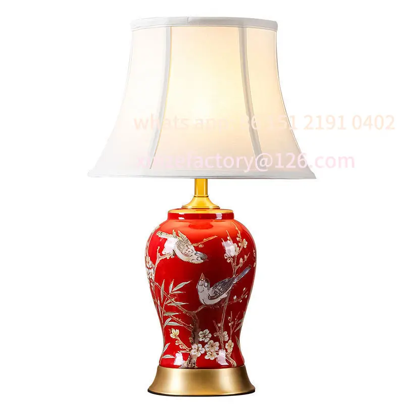 Customizable winter new Chinese ceramic desk lamp Bedroom bedside living room decorative lamps Warm and adjustable light