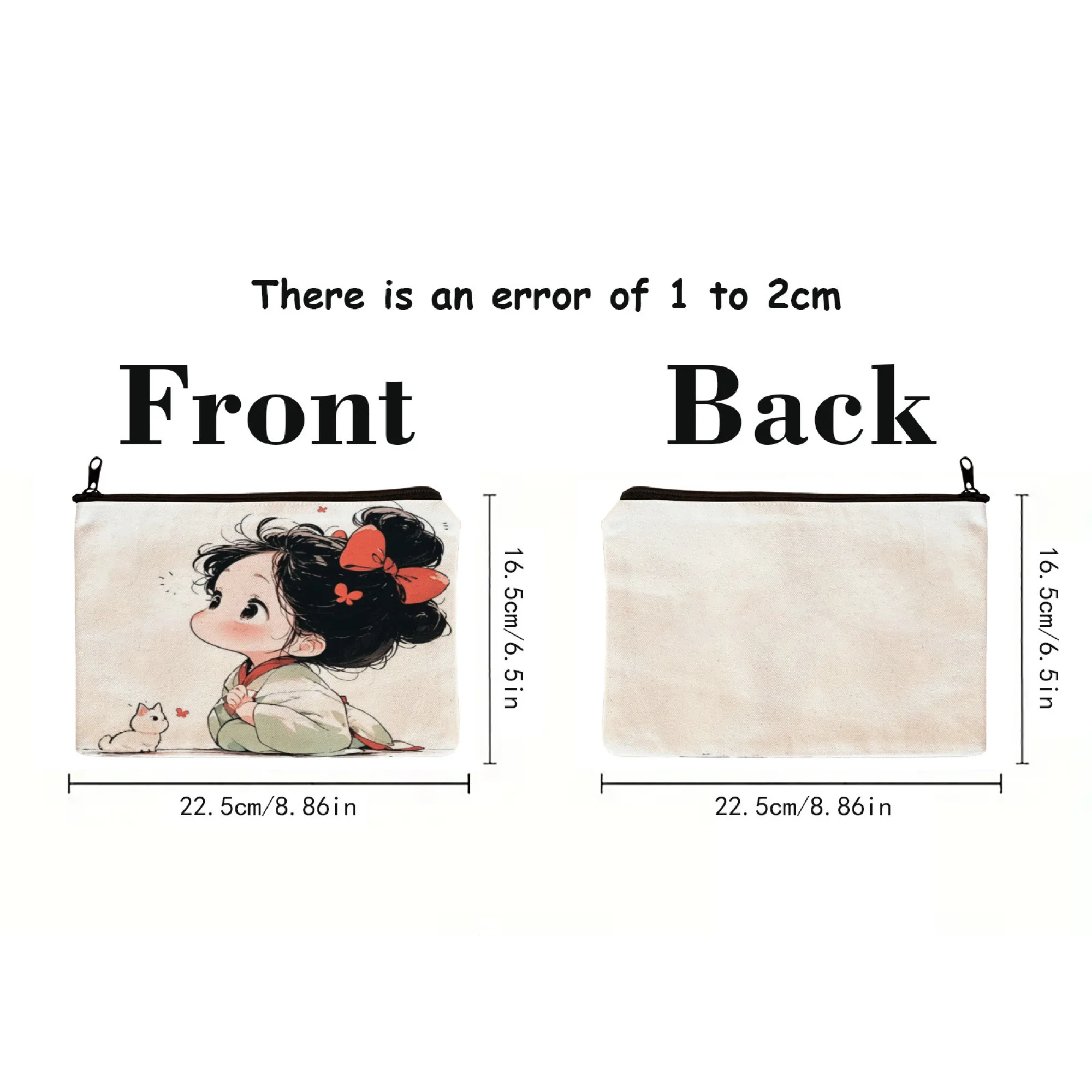 Bow Girl Print Makeup Bag Lightweight Portable Cosmetic Case With Zipper Closure Ideal For Women Birthday Christmas Gifts