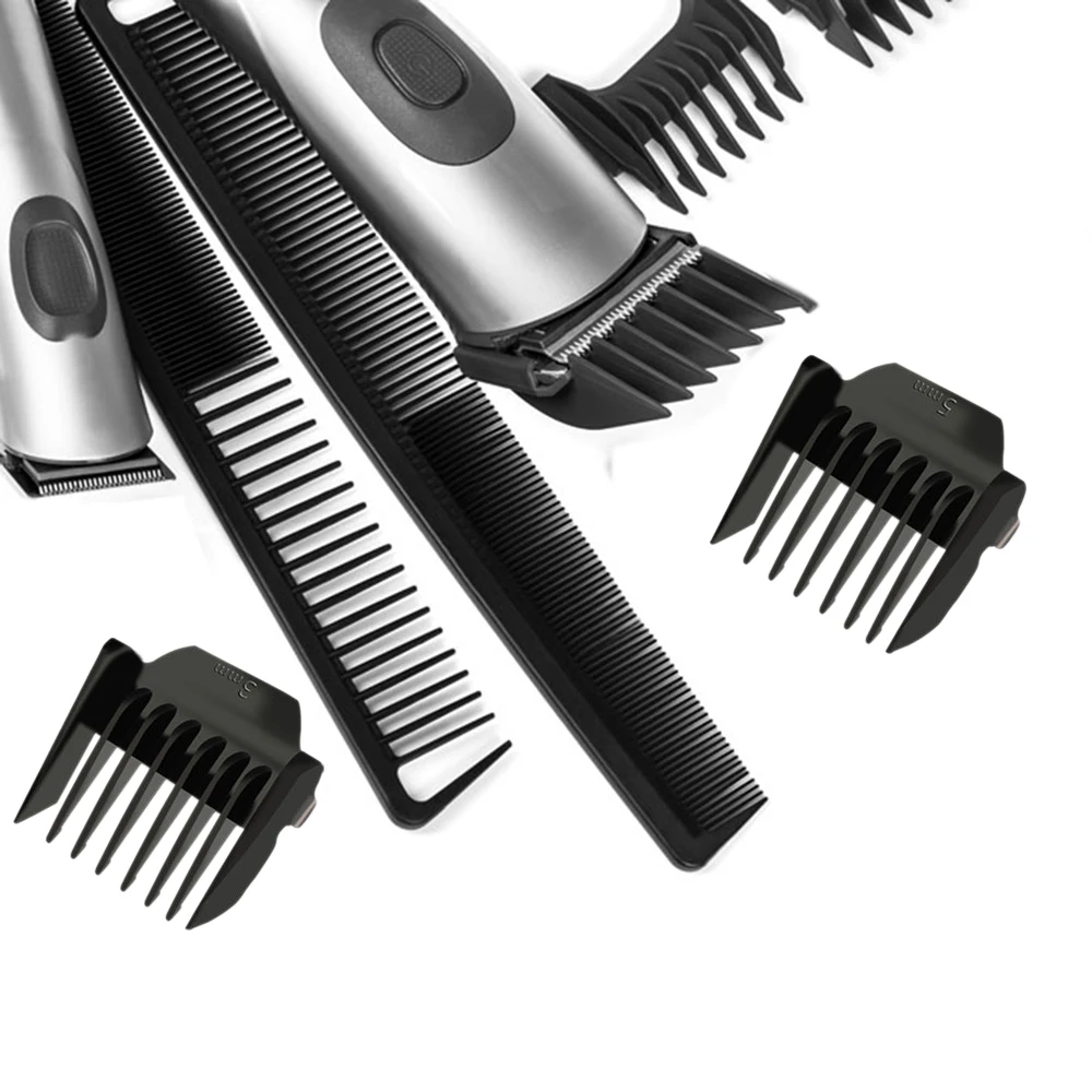 4 buah sisir batas pengganti sisir pemangkas sisir batas kepala untuk pemotong rambut 3mm 5mm 7mm 9mm, HITAM