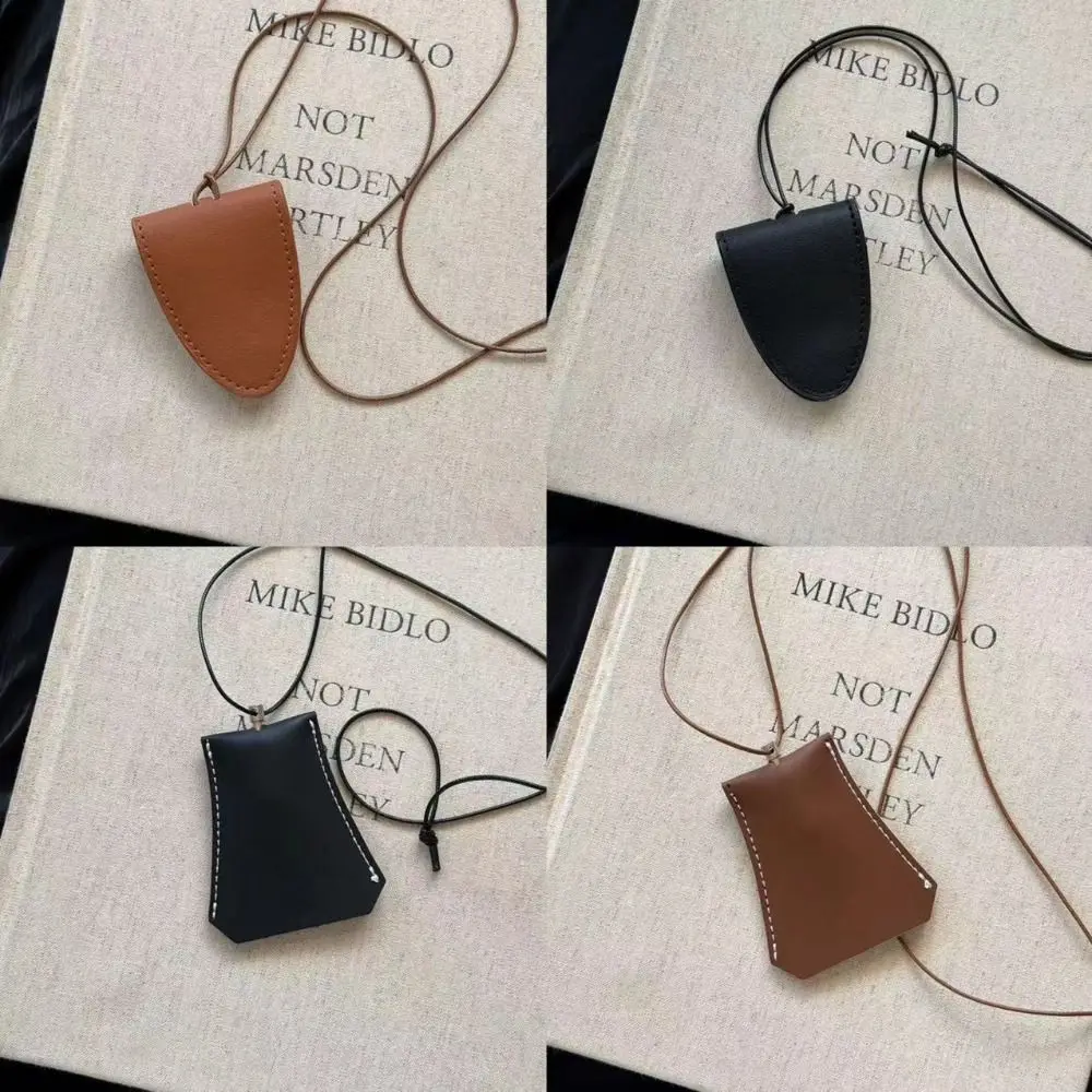 Unisex Leather Eyeglasses Storage Bag Pendant Storage Hanging Rope Multifunction Glasses Clip Durable Simple Sunglasses Clip