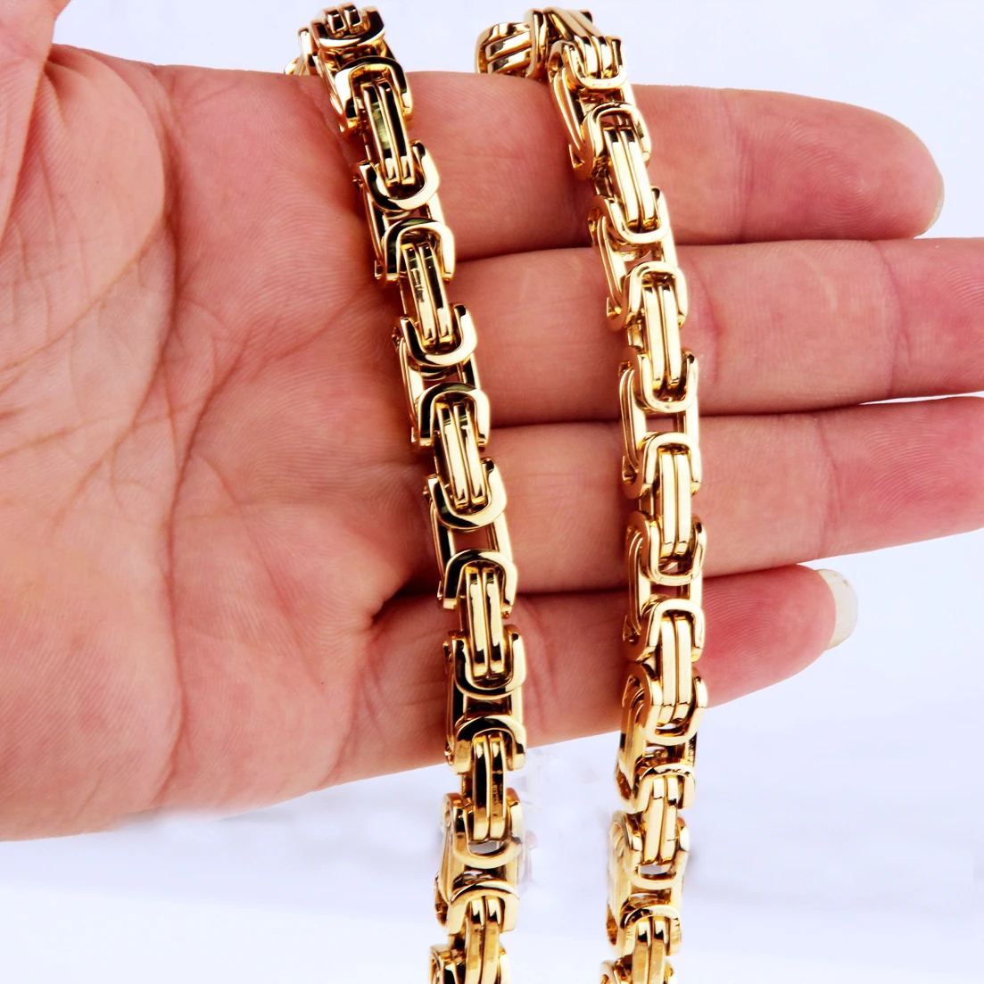 4/6/8mm Wide New Fashion Men Stainless Steel Chain Necklace Gold Color Byzantine Punk Male Jewelry Gifts