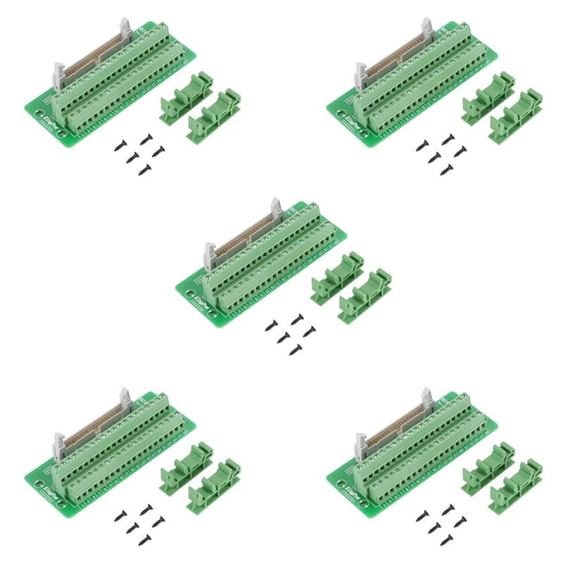 

BAAU 5X IDC40P 40Pin Connector Strip Breakout Board Terminal Block Plug PLC Interface With Bracket, For PLC, DIN Rail Mount