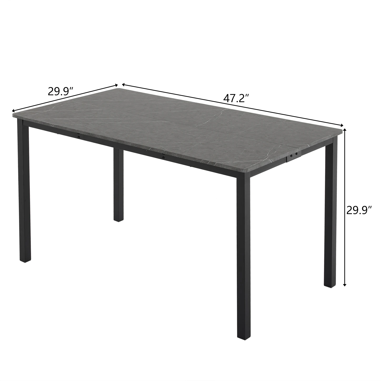 Disassemble rectangular dining table with straight feet MDF grey PVC marble surface 120*76*76cm N101