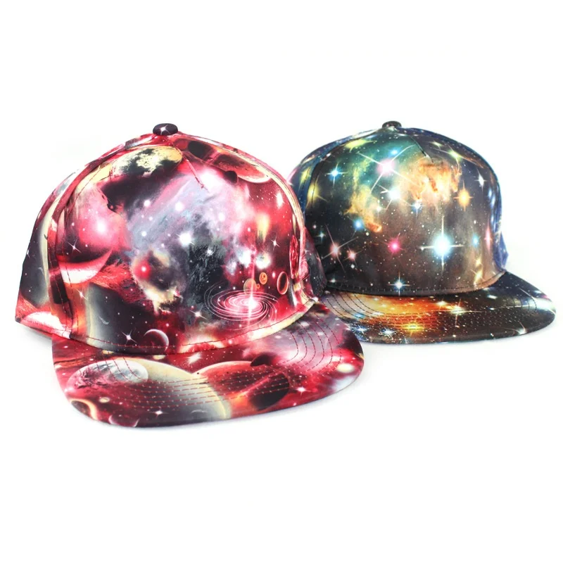 Women Men Galaxy Print Star Hip Hop Cap Snapback Baseball Flat Adjustable Hat 6