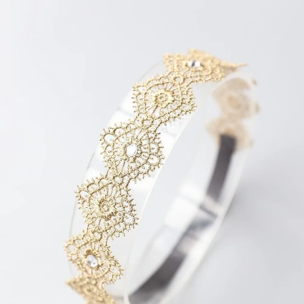 Nueva diadema bonita de encaje, diadema coreana de malla para bebé, diadema dorada con flores, accesorio de fotografía