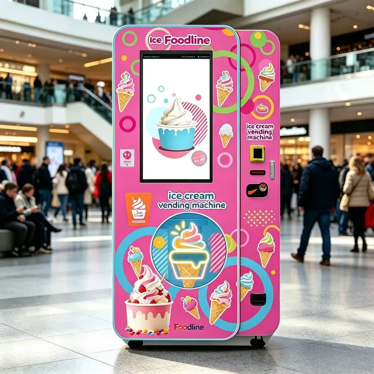 FL Self Service Digital Screen Robot Soft Serve Ice Cream Vending Machine Coin Operated with Open SDK Programmable Equipment