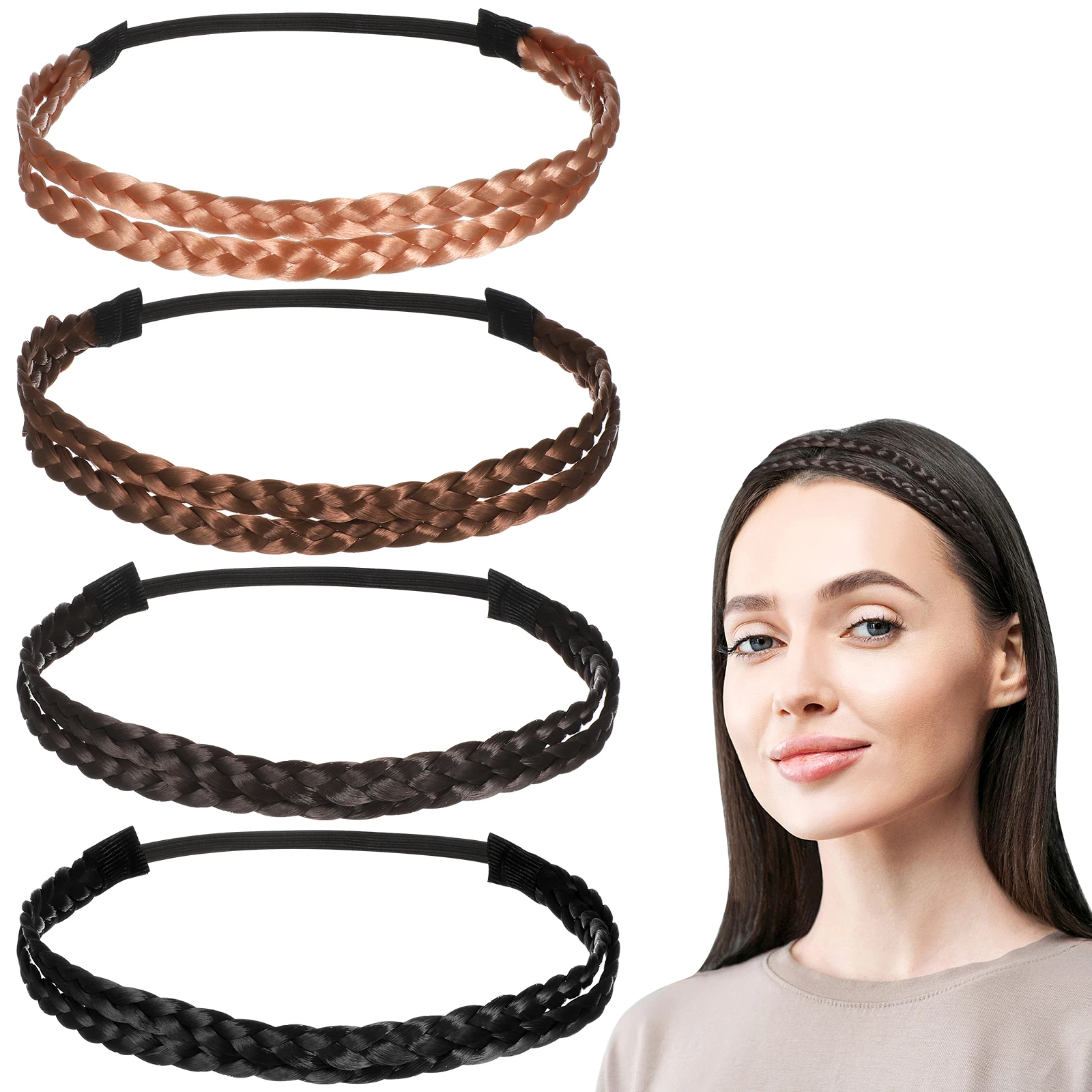 

4 Pcs Elastic Hairbands for Women Girl Hair Tie Bands Comfortable Anti Slip Adjustable Headband Accessories