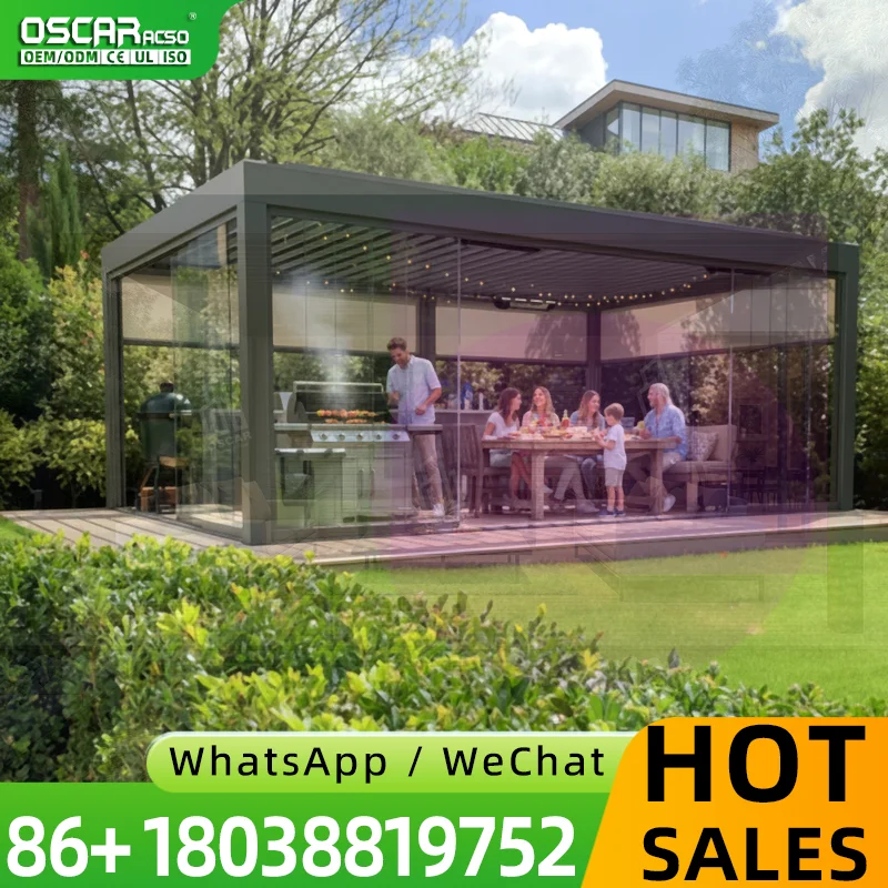 Bioclimatic Motorized Solar Pergola Carport Powder Coated Adjustable Sizes for European Balcony US Car Parking pergola