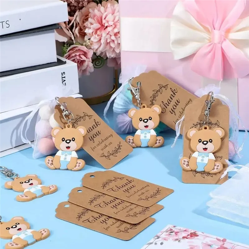 

ABWP-20PCS Сувениры для детского душа, подарок, брелок с медведем, сумка из органзы, спасибо, крафт-бирка для гостей, девочек и мальчиков, поставка для дня рождения