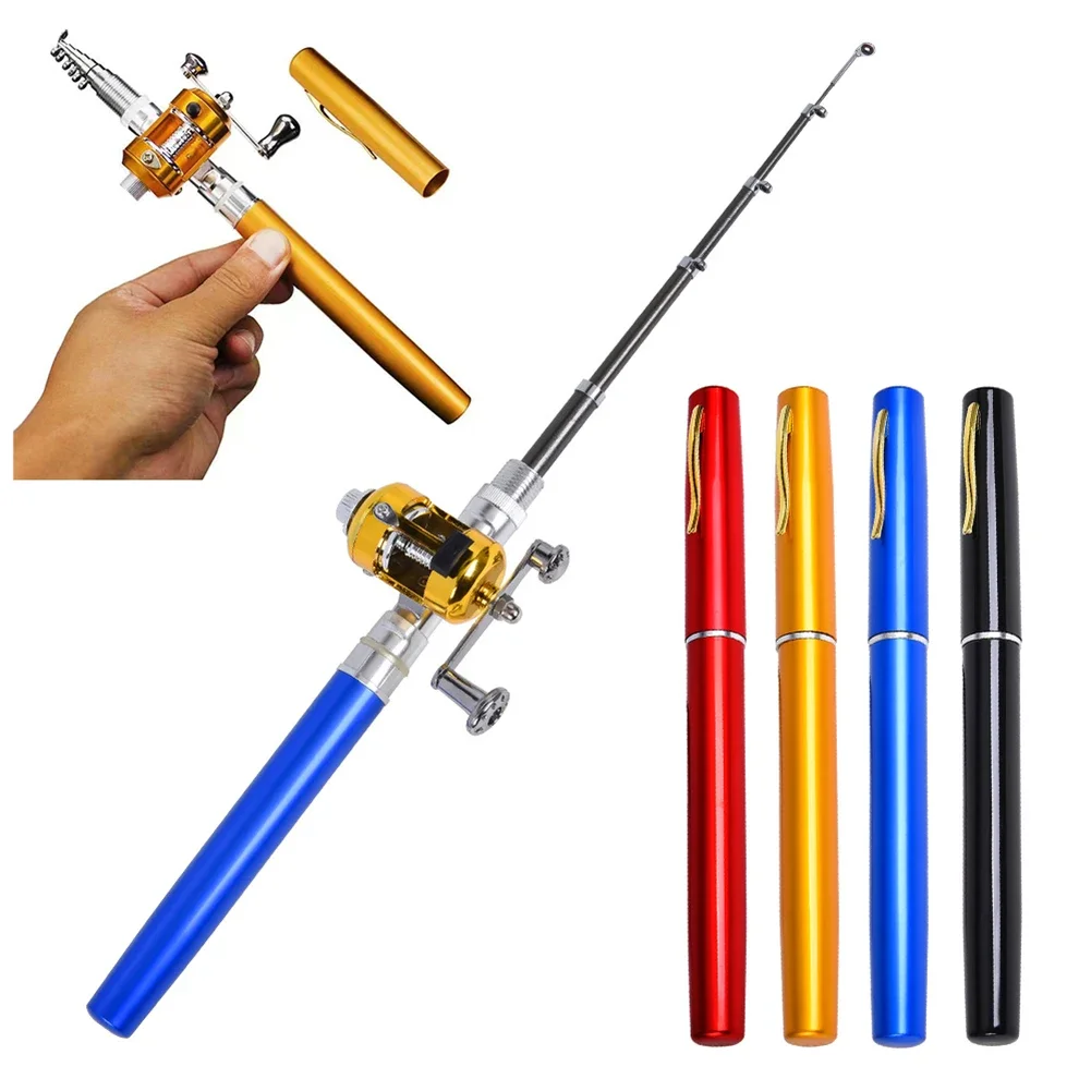 1M Mini Pen Fishing Rod Retractable Pocket Ice Fishing Pole Ultra-Light Portable Long Casting Raft Fishing Rod