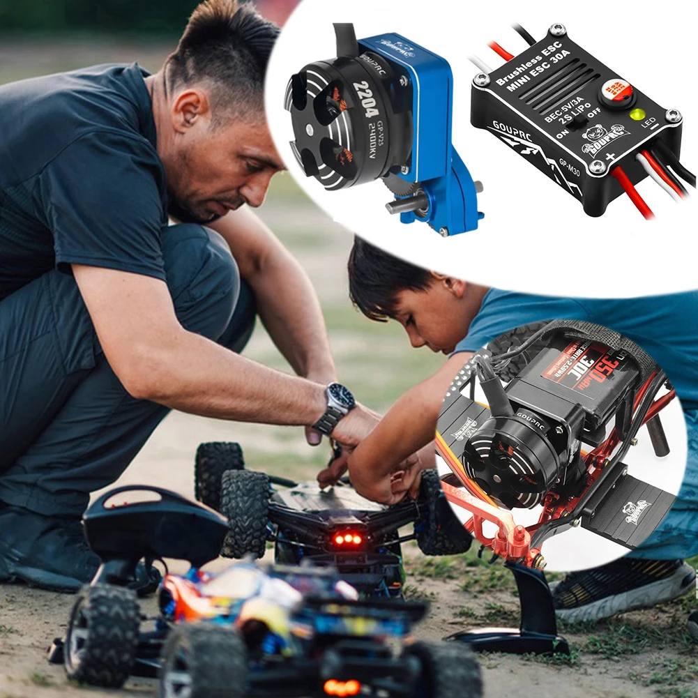 2204 2400KV Brushless Outrunner Motor W/ Transmission & 30A ESC for SCX24 RC Crawler Axial 1/24 RC Car Truck view 2