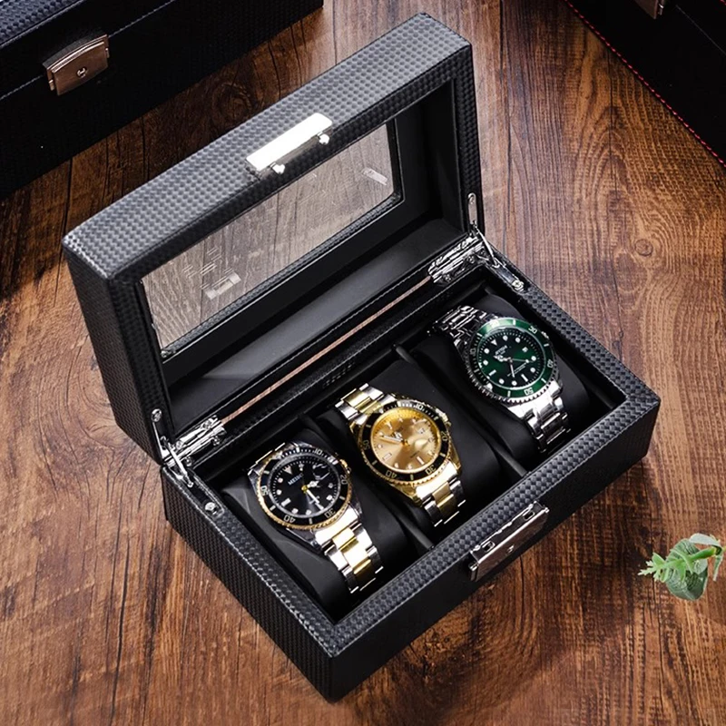 

Кожаная коробка для хранения часов, черный современный органайзер для часов, мужские механические наручные часы, коробки для часов, роскошные часы, витрина