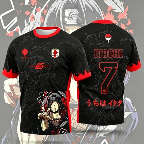 2026 New Anime Naruto Uchiha Itachi Jersey Manga Style Men's and Women's Summer Casual 3D Printed T-Shirt
