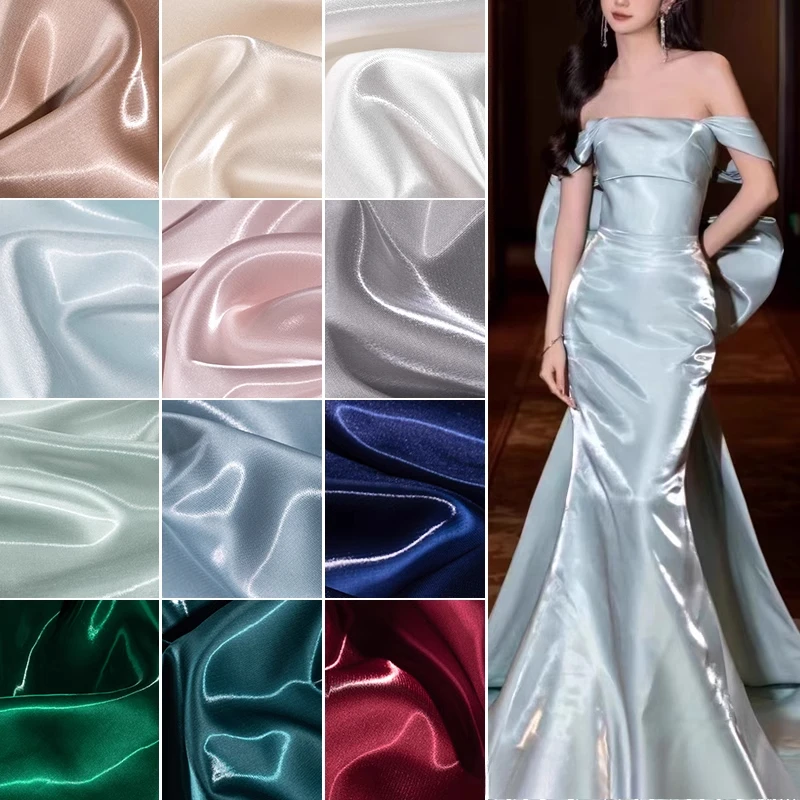 

Liquid Water Satin Fabric Silky Dress Background Fabric DIY Clothing Designer Sewing Fabric