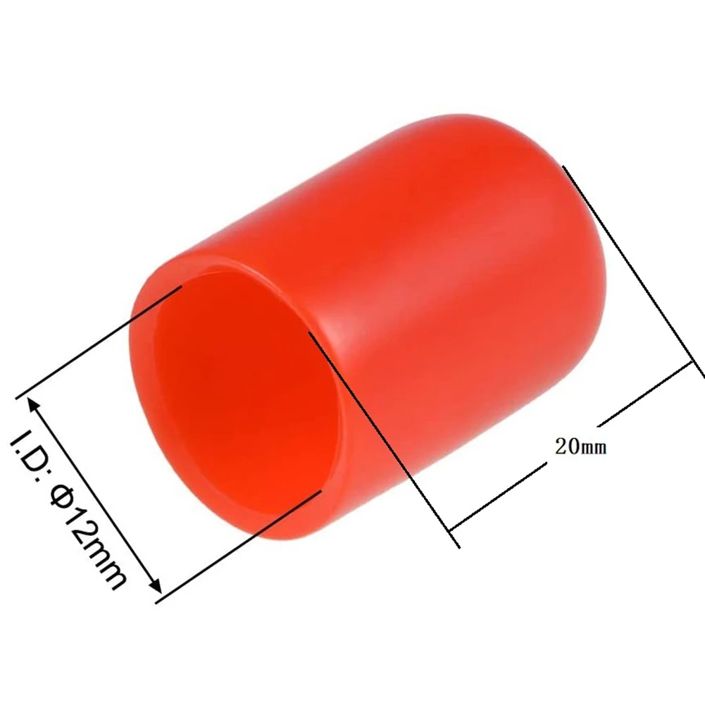 100Pcs Rubber End Caps 12Mm ID PVC Round Tube Bolt Cap Cover Screw Thread Protectors Red